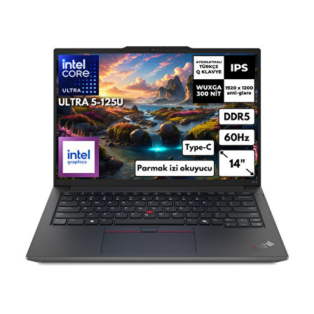 Lenovo ThinkPad E14 Gen 6 Ultra 5-125U 32-GBDDR5 1 TBSSD 14" Intel® Graphics WUXGA Freedos Taşınabilir Bilgisayar 21M7002PTX BT16