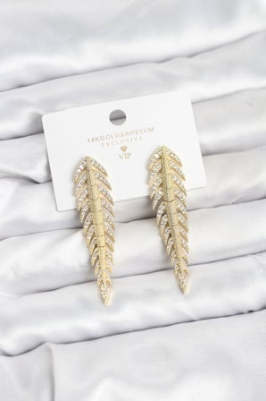 Pirinç Gold Renk Balık Sırtı Model Zirkon Taşlı Kadın Küpe TJ-BKP11516