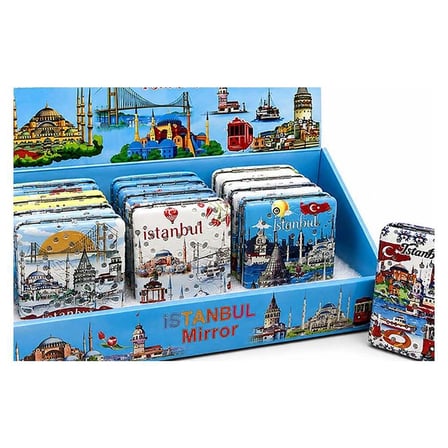 Taşlı İstanbul Temalı Kalın El Aynası Alk5822