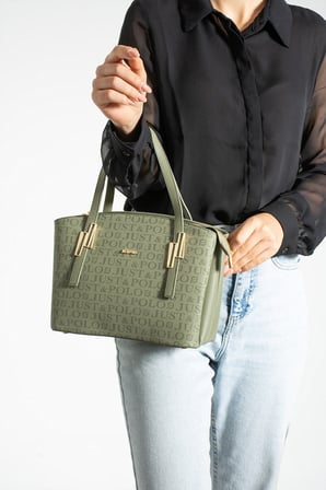 Yesil Orijinal Just Polo Yeni Sezon Buyuk Boy 5 Bolmeli El ve Omuz Cantasi 28*25 cm