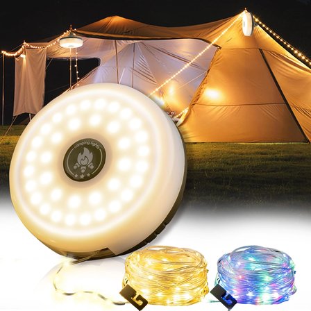 Şarjlı 10 Metre Ledli Şarj Göstergeli 8 Işık Modlu Hareketli Ve Flaşör Modlu Kamp Lambası Led Işık