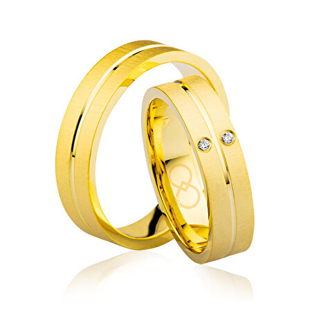 Sarı Ortası Şeritli Altın Alyans 2901-1