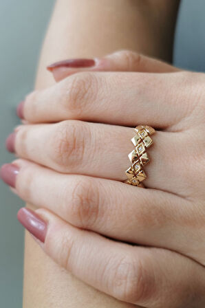 Az Taşlı Altın Petek Yüzük