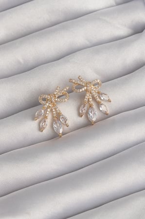 Pirinç Gold Renk Zirkon Taşlı Fiyonk Küpe TJ-BKP9293