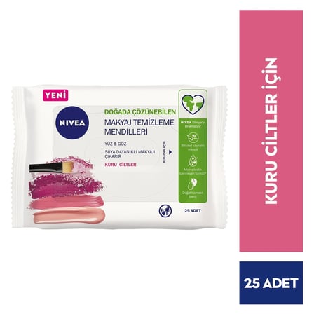3 Adet Nivea 3'ü 1 Arada Makyaj Temizleme Mendili Kuru Cilt 25 Adet