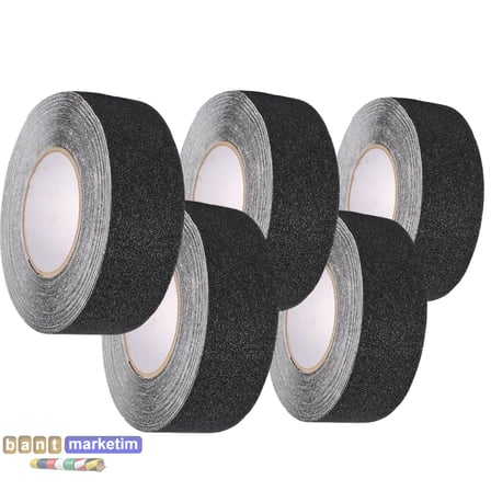 5 Adet Merdiven Ve Zemin Kaydırmaz Kaymaz Bant 50mm X 25mt Siyah