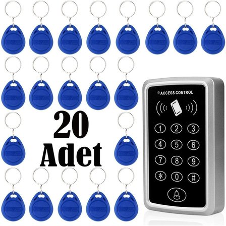 Rfıd Şifreli Kapı Kilidi - Kartlı Geçiş Kontrol Sistemi, 20 Adet Proximity Anahtarlık