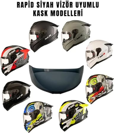 Rapid Kask Siyah Vizör Camı