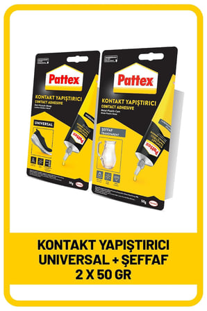 Pattex Kontakt Yapıştırıcı Seti - Deri, Kauçuk, Ahşap 50G Metal, Plastik, Cam 50 Gr