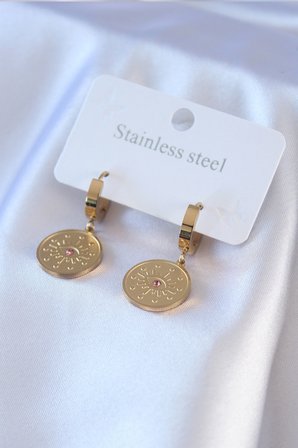316L Çelik Gold Renk Göz İşleme Zirkon Taş Detay Kadın Küpe TJ-BKP7702