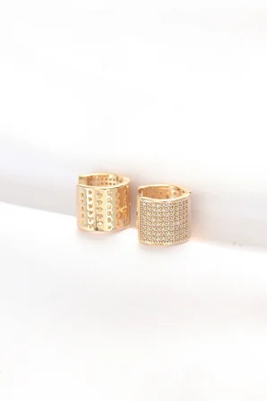 Pirinç Gold Renk Taşlı Minimal Küpe TJ-BKP8890