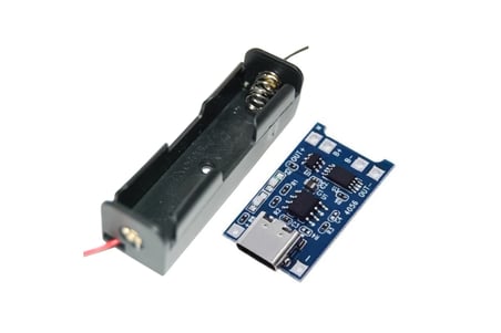 Şarj Edilebilir Güç Seti - TP4056 Type-C Şarj Modülü + 18650 Tekli Pil Yuvası