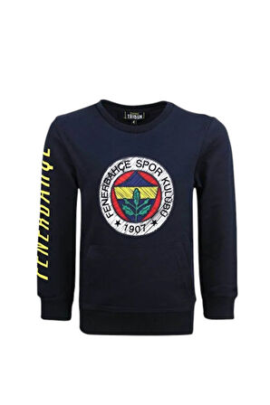 Fenerbahce Çocuk Marineblau Tribünü Pinsel detaylierte Herren Sweat