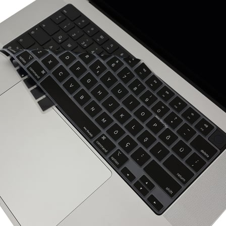 MacBook Türkçe Q Klavye Koruyucu US Amerikan Return Enter Uyumlu M1-M5 | A2681 A3113 A3240 A3449 A2941 A3241 A2442 A2779 A3426 A3434 A2485 A3429 | Silikon Keyboard Cover Touch ID Siyah
