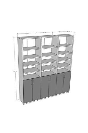 Koyu Gri Kapaklı Kitaplık K-57