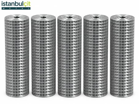 İstanbul Çit Metal Galvaniz Puntalı Tel 0,70 mm 10 x 10 mm Göz 100 cm x 10 m Kaynaklı Kafes Kümes Bahçe Koruma Elek Teli