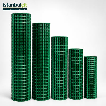 İstanbul Çit Metal PVC Puntalı Tel 0,70 mm 12 x 12 mm Göz 100 cm x 5 m Kaynaklı Kafes Kümes Bahçe Teli
