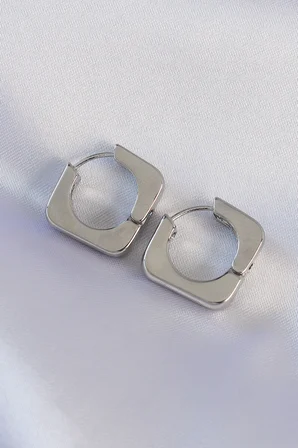 Pirinç Gümüş Renk Kare Küpe TJ-BKP8987