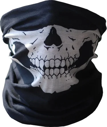 Siyah Renk Dikişsiz Çok Fonksiyonlu Çene Kafatası Yüz Maskesi Baf Buff Bandana Boyunluk Bileklik (2)