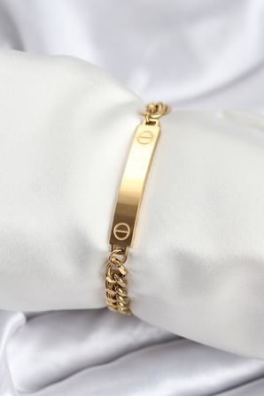 316L Çelik Gold Renk Yazı Yazmaya Uygun Kadın Bileklik TJ-BB7918