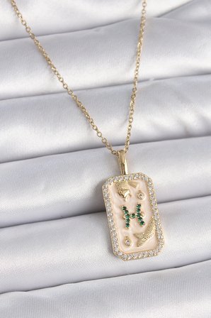 316L Çelik Gold Renk Zincir Balık Burcu Zirkon Taşlı Kadın Kolye TJ-BKO9463
