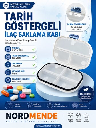 Tarih Göstergeli, Hava Sızdırmaz Ve Su Geçirmez İlaç Saklama Kutusu Haftalık Günlük İlaç Organizer Şeffaf Taşınabilir