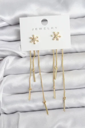 Çiçek Model Gold Pirinç Sallantılı Kadın Küpe TJ-BKP11465