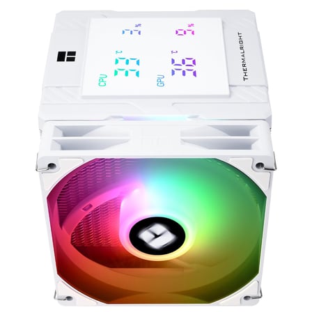 Peerless Assassin 120 Dijital ARGB Beyaz CPU Hava Soğutucu -Sıcaklık Göstergesi | 6 Isı Borusu | 1850RPM PWM 120mm Fanlar, Intel 1851/1700, AMD AM4/AM5 için