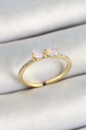 Pirinç Fiyonk Figürlü Zirkon Taşlı Gold Renk Ayarlanabilir Kadın Yüzük TJ-BYK3772