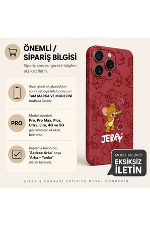Jerry Kırmızı Eskiz — Tüm Telefon Modellerine Uyumlu Kaplama- Sipariş Sonrası Marka ve Modelinizi İletiniz