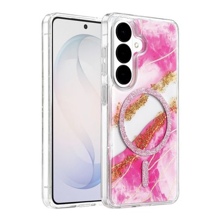 Onegif Samsung Galaxy S26 Lotus Simli Magsafe Kapak - Pembe