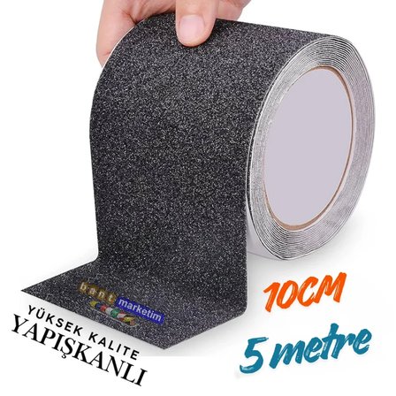 Merdiven Ve Zemin Kaydırmaz Kaymaz Bant 10 cm x 5metre Siyah