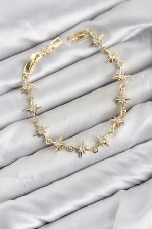 Evimdeyokyok Kutup Yıldızı Model Bileklik Gold Pirinç Zirkon Taşlı Standart