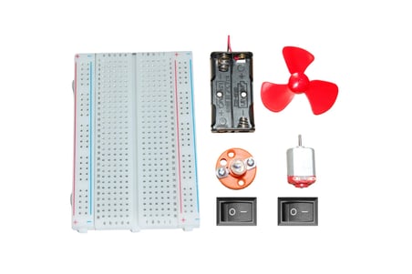 Temel Devre Seti - Breadboard, Pil Kutusu, Motor, Pervane, Duy-Ampul, 2 Anahtar - Standart