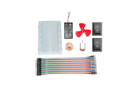 Temel Devre Seti - Breadboard, Pil Kutusu, Motor, Pervane, Duy-Ampul, 2 Anahtar - Standart