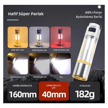 Gold Police Gp-222 Çok Fonksiyonlu Kamp Lambası 1000 Lümen