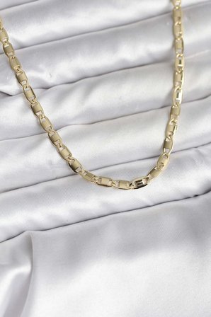 14K Gold Renk Kaplama Plaka Ezme Model Zincirli CM Kadın Kolye TJ-BKO10743