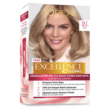 4 Adet L'Oréal Paris Excellence Creme Saç Boyası - 9.1 Sarı Küllü