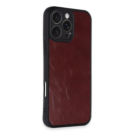 Apple İphone 16 Pro Max Kılıf Aras Deri Kapak - Bordo