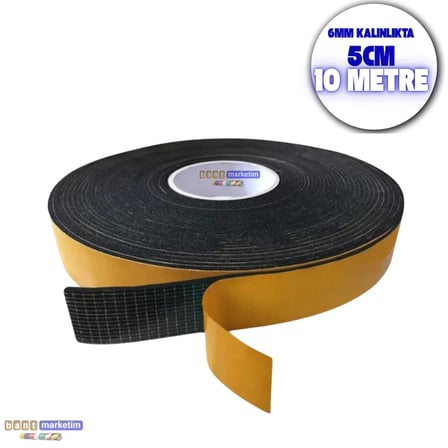 Kauçuk Sünger Bant Isı Ses Titreşim Kesici Bant 6mm Kalın 5cm X 10mt