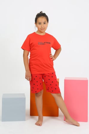 Modi Kız Çocuk Şortlu Kısa Kol Penye Pijama Takım 20431