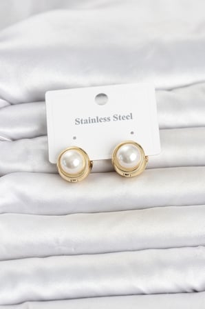 316L Çelik Gold Renk İncili Model Kadın Küpe TJ-BKP11814