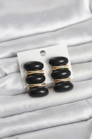Siyah Vintage Model Gold Renk Kadın Küpe TJ-BKP11675