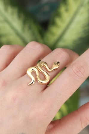 Pirinç Gold Renk Ayarlanabilir Yılan Yüzük TJ-BYK3164