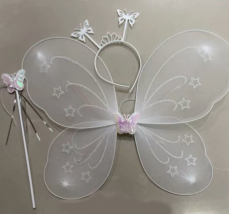 Beyaz Renk Kelebek Kanadı Tacı ve Sopası 50x37 cm (2)