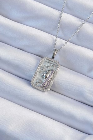 316L Çelik Zincir Gümüş Renk Zirkon Taşlı Yüz Figürlü Tarot Kolye TJ-BKO9240