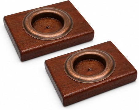 BFASTORE El Yapımı Ahşap Tealight Mumluk Seti, Dekoratif Tasarım, 2 Adet, 9x7x1,5 cm, Renk Seçenekli (Koyu Maun Mumluk + Antik Renkli Hazne)