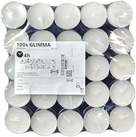 100 Tealight Mum Kokusuz Ev Tatil Parti Dekoru GLIMMA