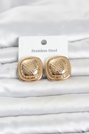 316L Çelik Gold Renk Düğme Model Kadın Küpe TJ-BKP11816