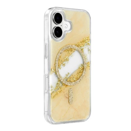 Onegif Apple İphone 16 Lotus Simli Magsafe Kapak - Gümüş